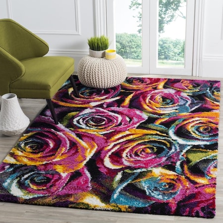 Safavieh 4 x 6 ft. Fiesta Shag Power Loomed Small Rectangle Area Rug, Fuchsia and Multi FSG366B-4